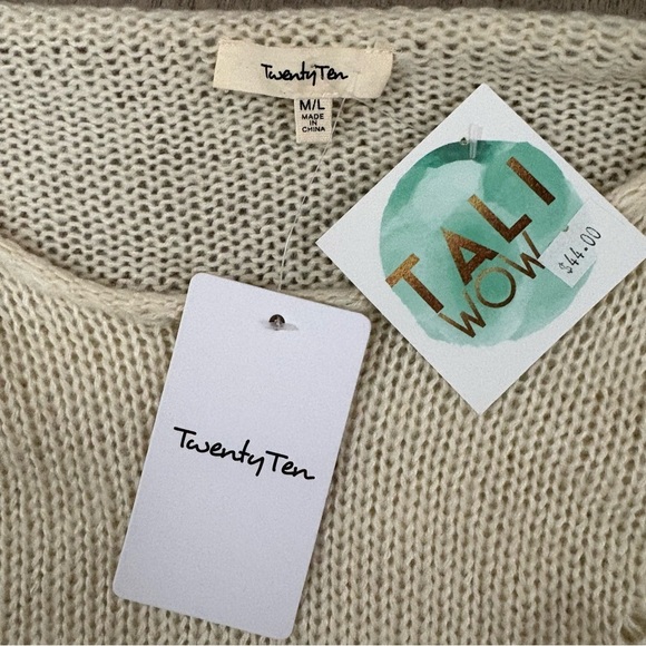 Cream Textured Pullover Sweater Size M/L NWT - Picture 4 of 10